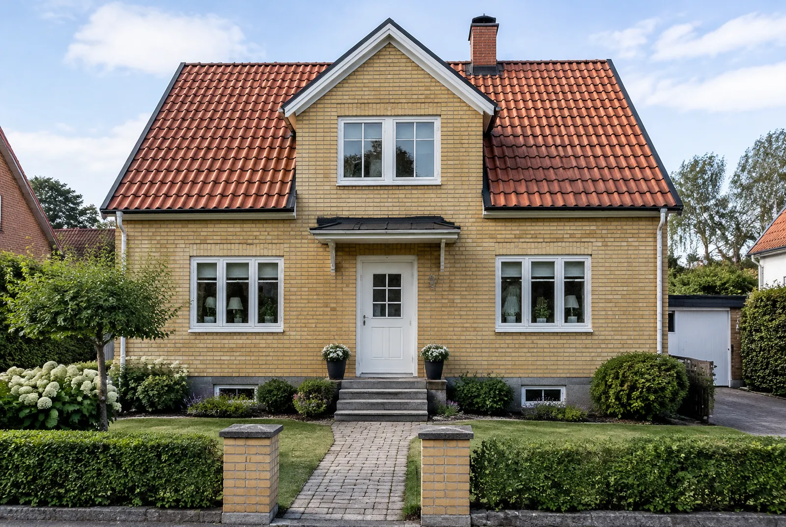Efter slipning: skånsk villa i gult tegel